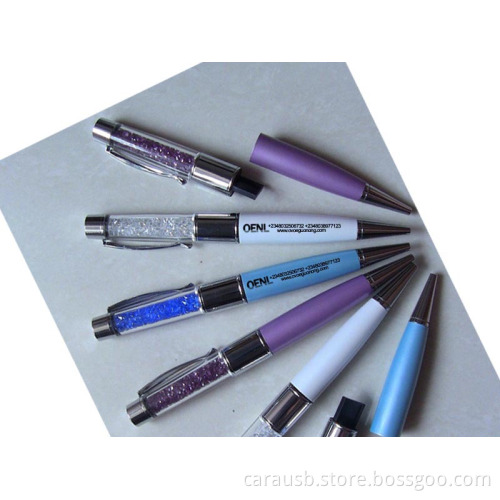 USB disk manufacturers CaraUSB custom crystal pen flash drive gifts drill multi-select pen shell color can be customized Logo